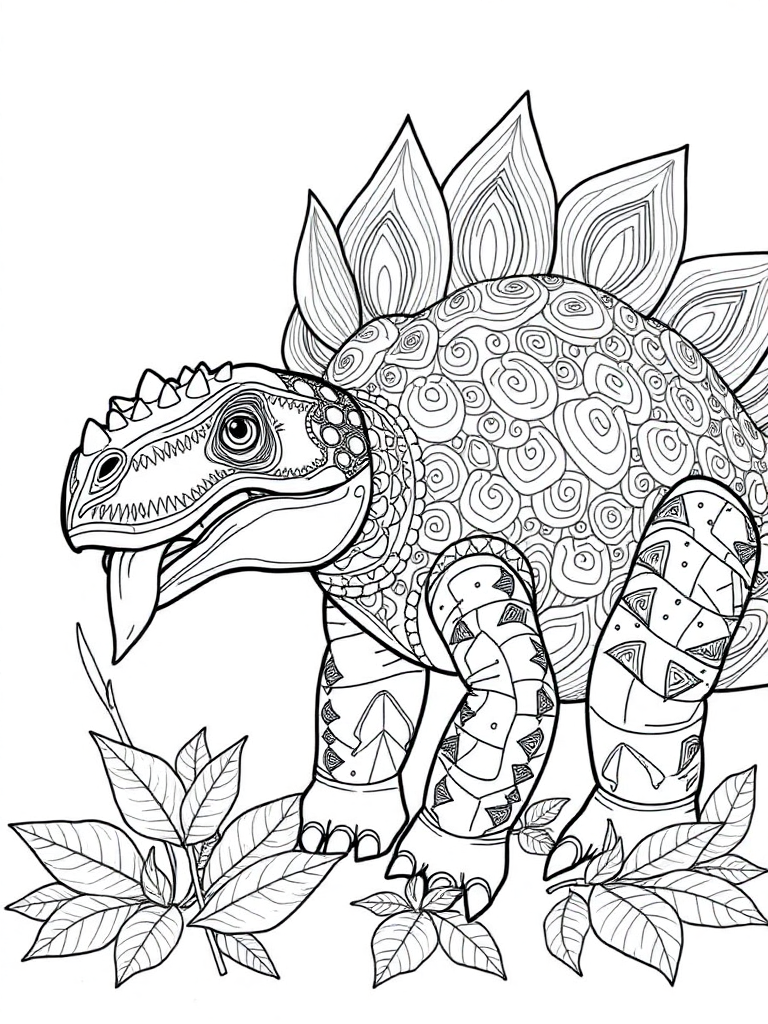 Stegosaurus eating leaves
