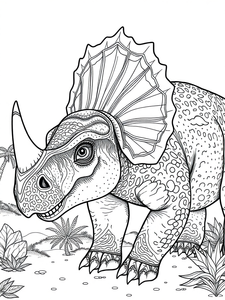 triceratops with jurassic period background
