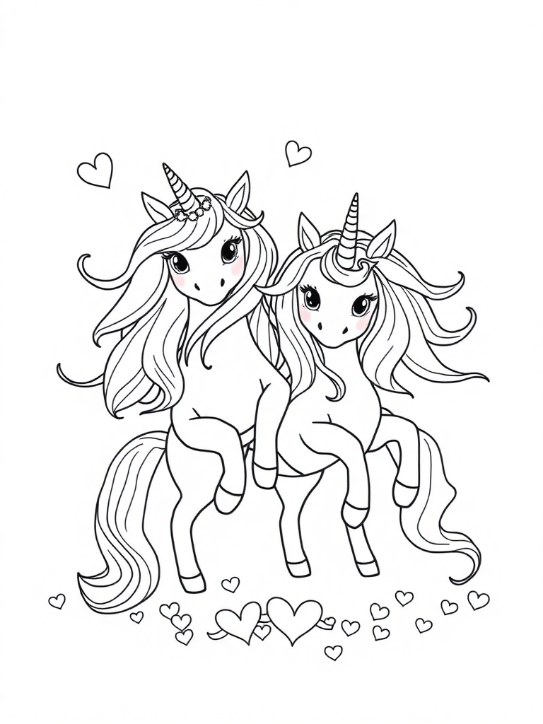 magical unicorns with flowing manes