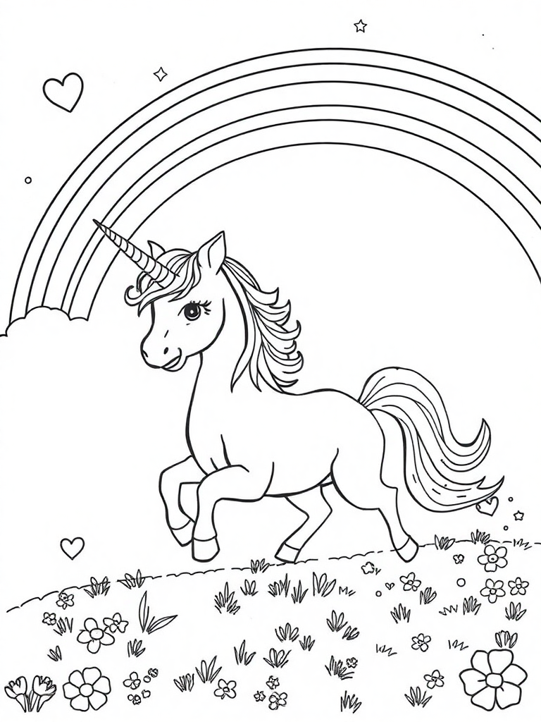 unicorn runing under the rainbow 