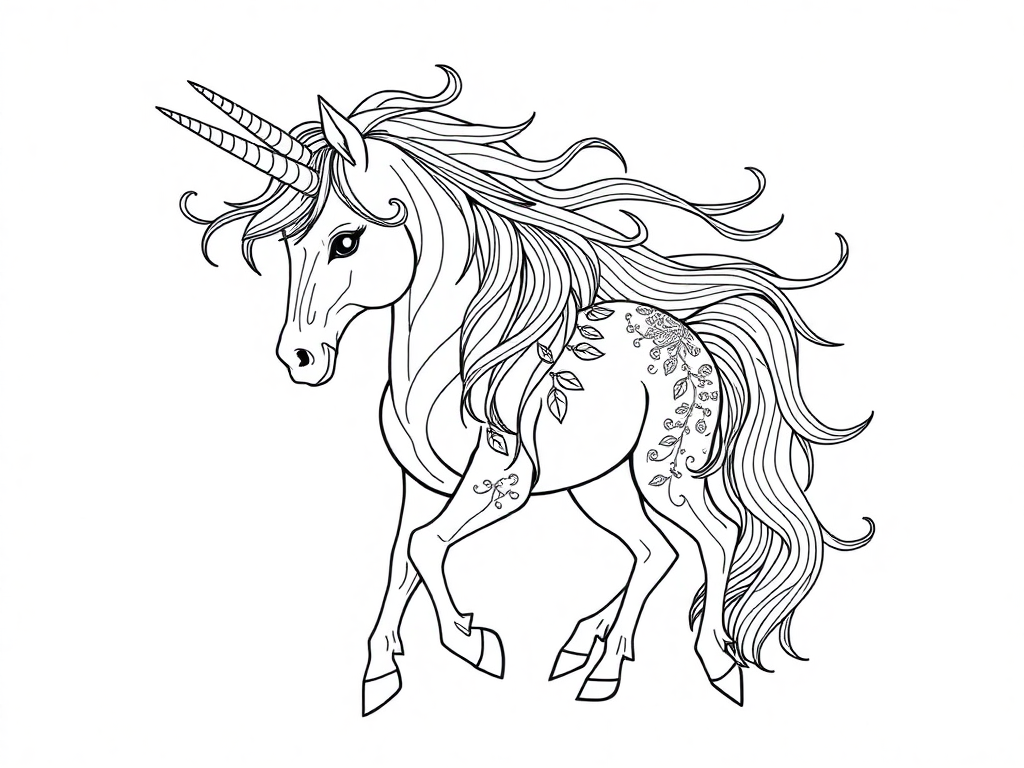 magical unicorn with flowing manes