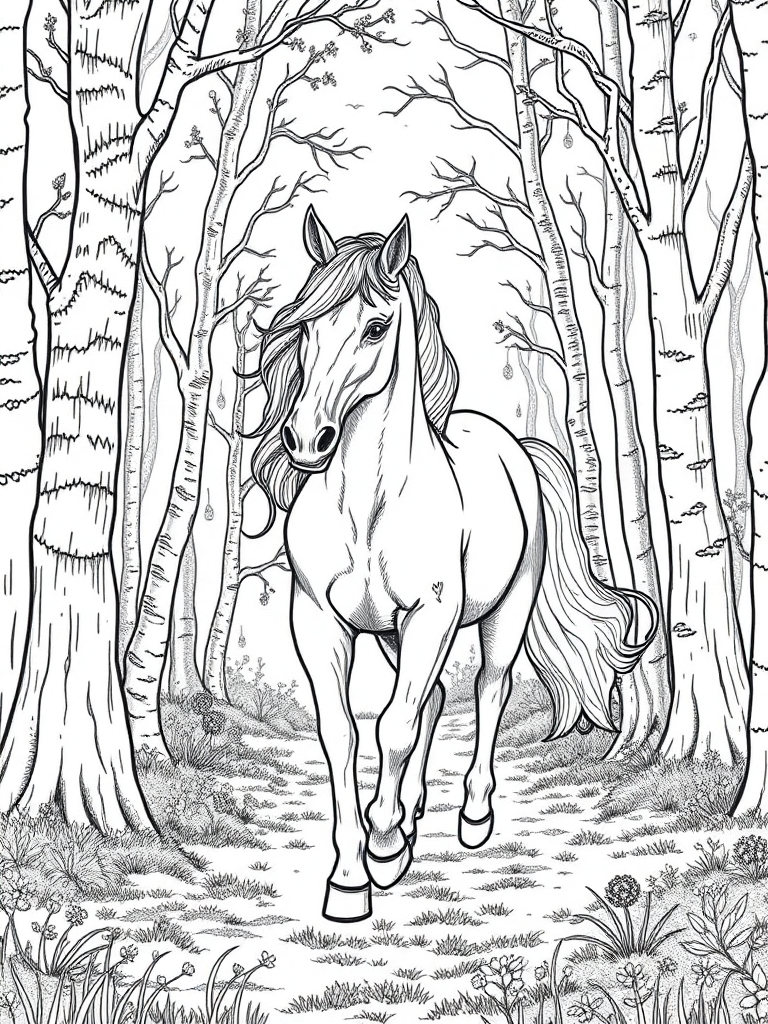 magical unicorn walking in the magical woods