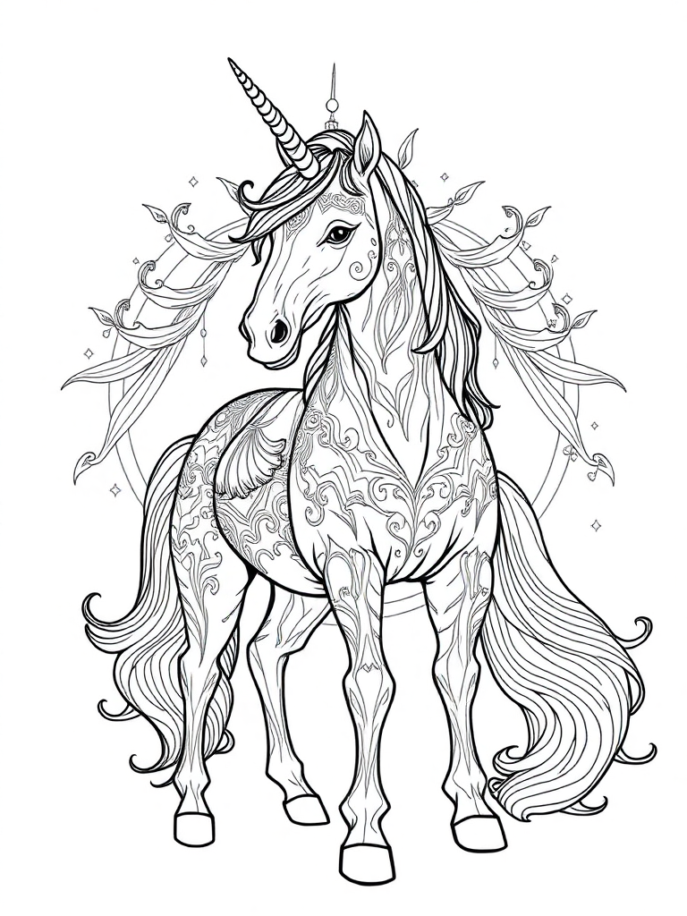Royal Fantasy Unicorn standing in front of palance