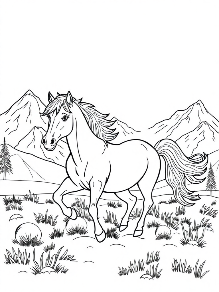 Wild Mustangs Roaming the Mountains