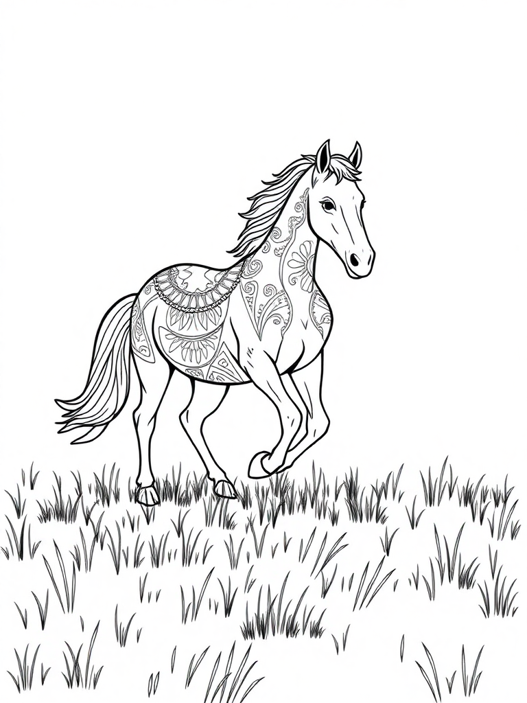 Wild Horse Playing in the Field