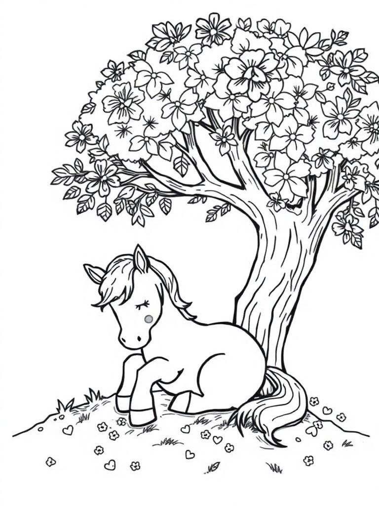 Pony Napping Under a Tree