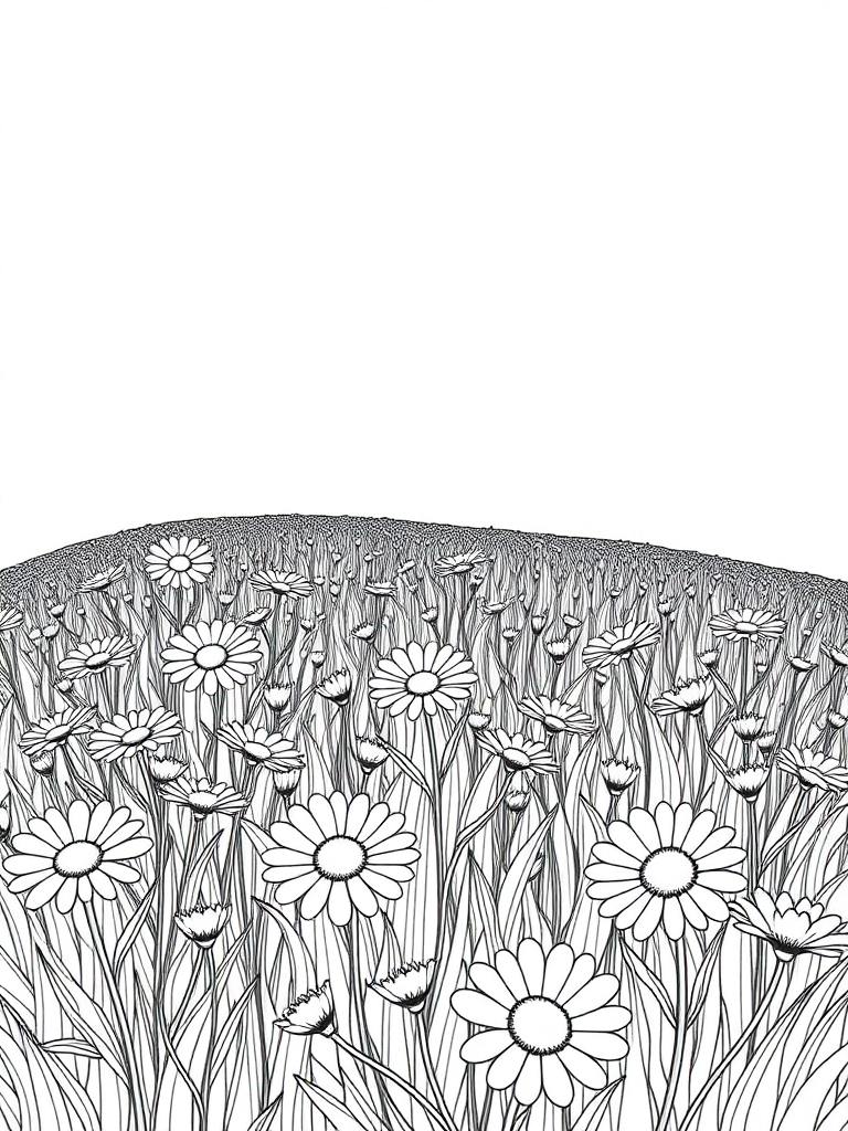 Daisy field on the hill
