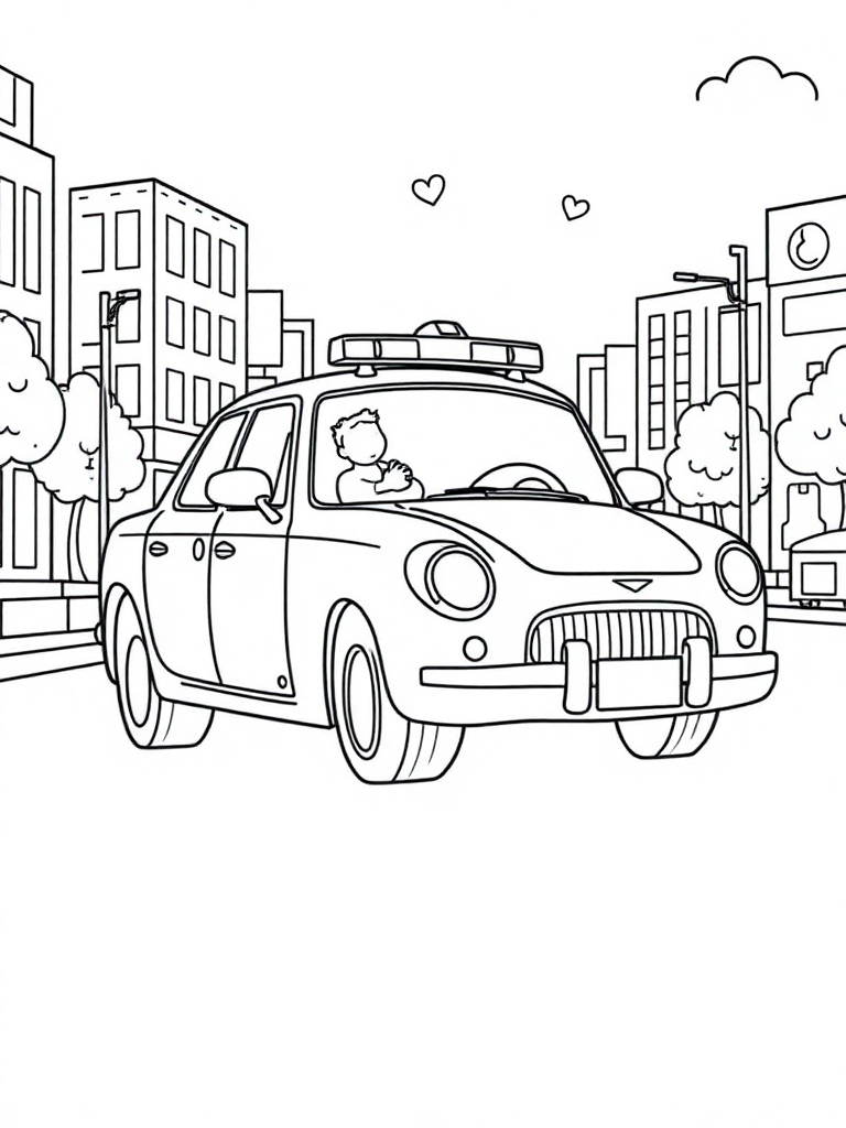 Police Car Driving in the City