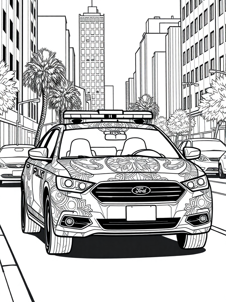 Police Car Driving in the City