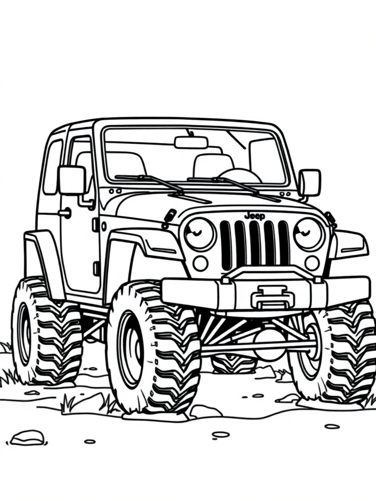 Jeep Wrangler Parked on Muddy Road