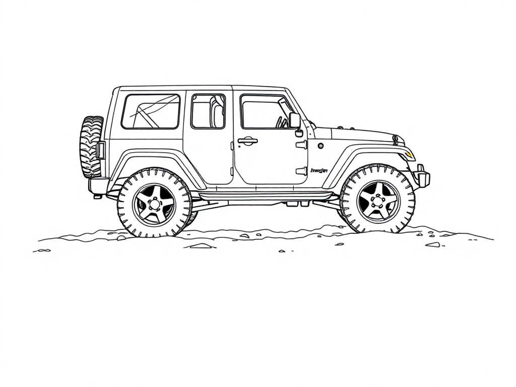 Jeep Wrangler Parked on Muddy Road