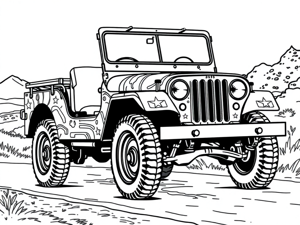 1940s Military Jeep on the road