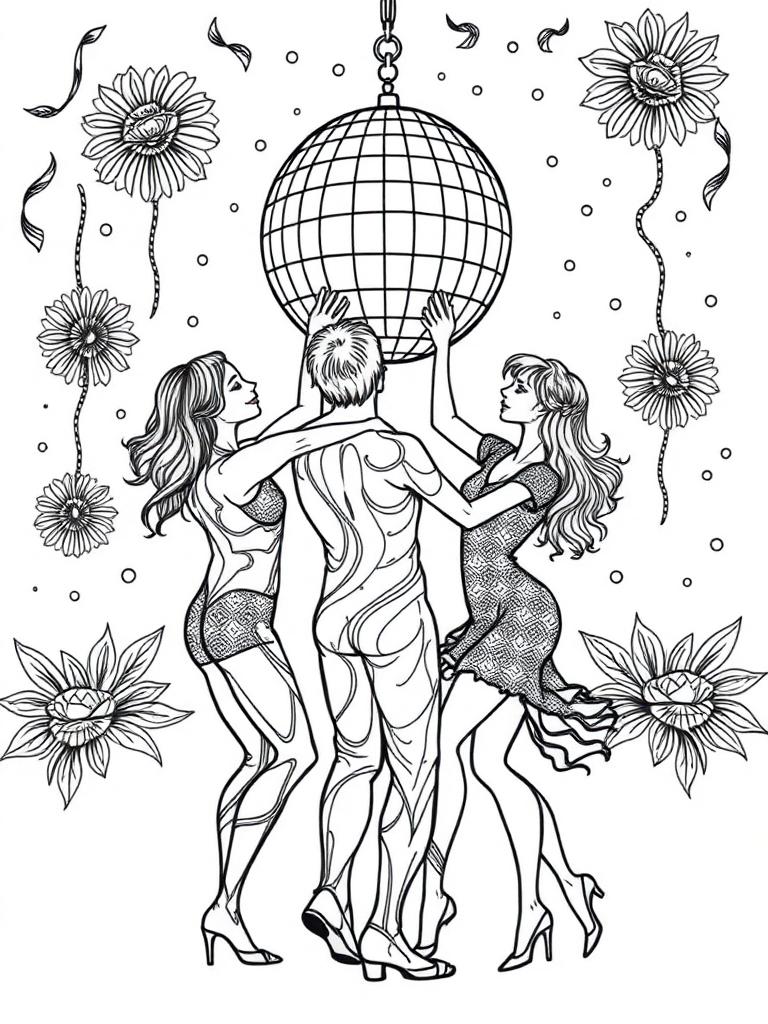New Year’s Party With Disco Ball Over The Dancers