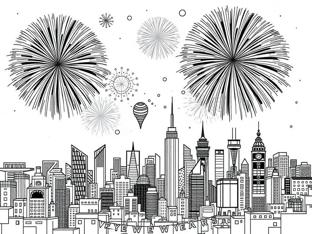 New Year Fireworks Over The City