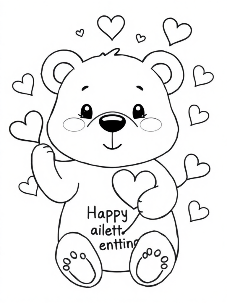 Cute bear wit Happy Valentines Day Greetings 