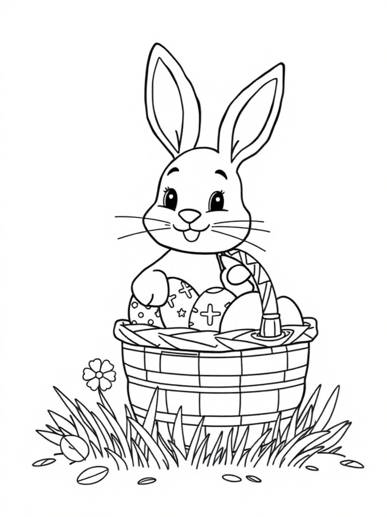 Easter bunny and a basket of eggs