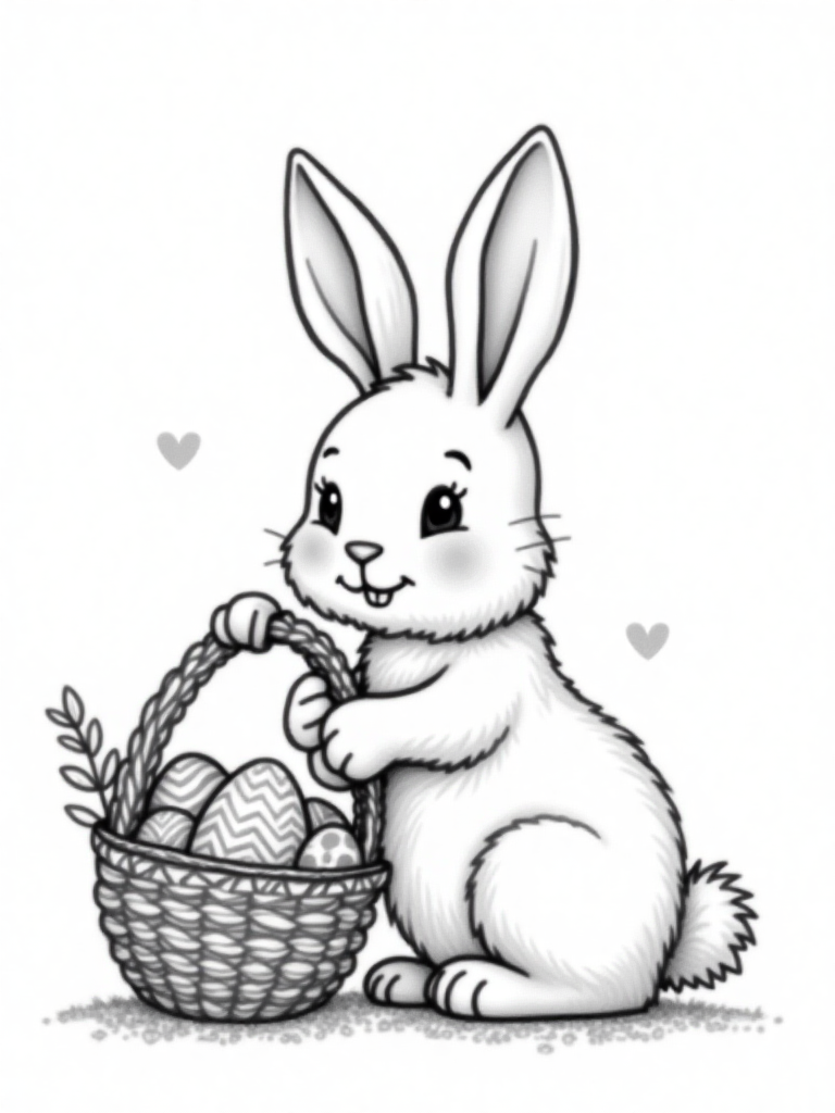 Easter bunny and a basket of eggs