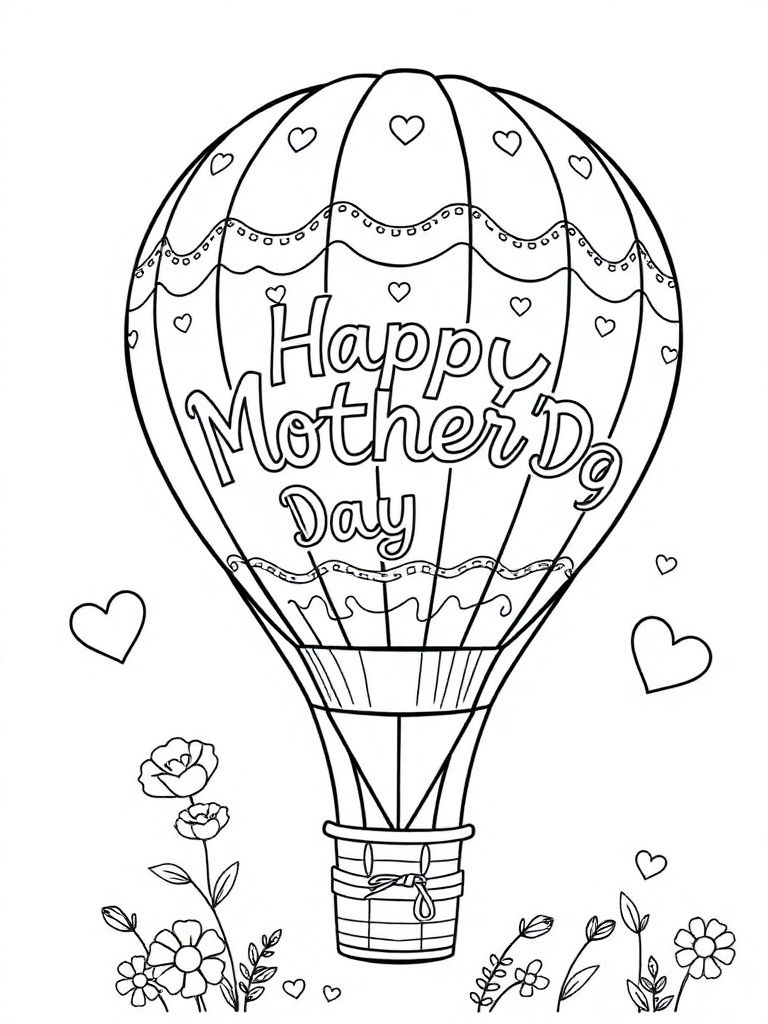 Happy Mother's Day with Hot balloon