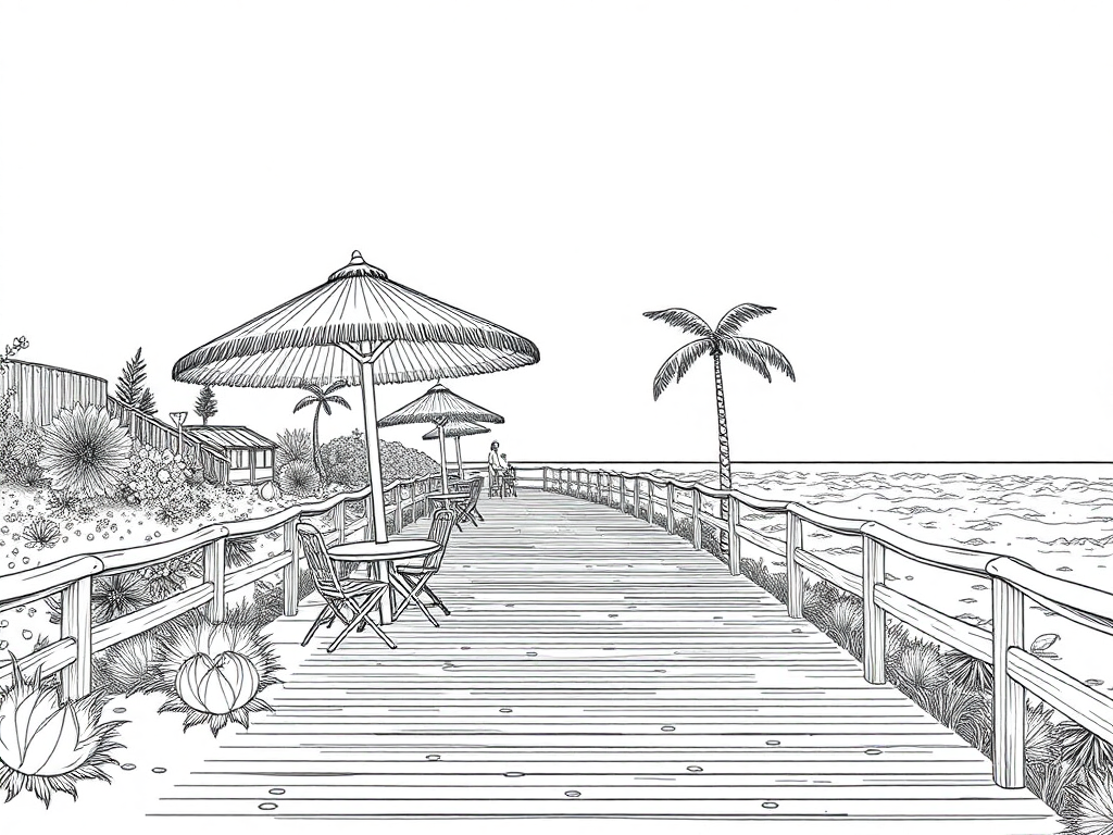 Summer Vacation on the seaside board-walk
