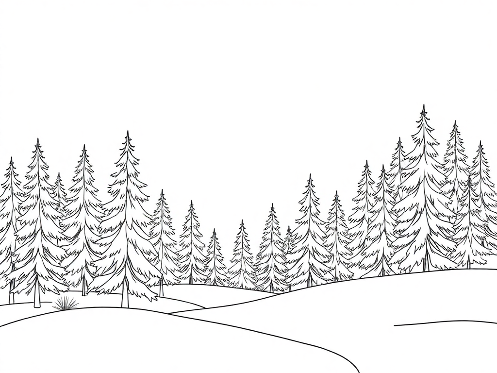 Winter with snows and pine trees landscape