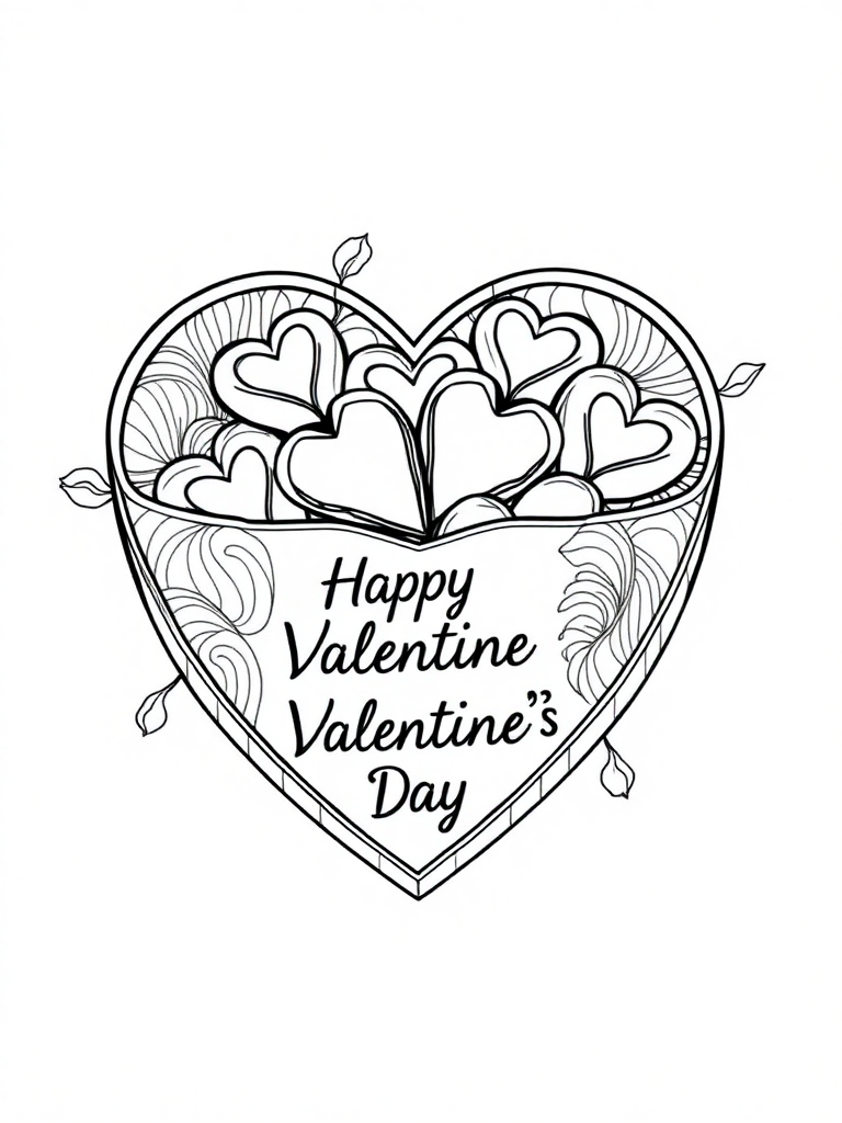 Chocolates inside of a heart box with Happy Valentine's Day