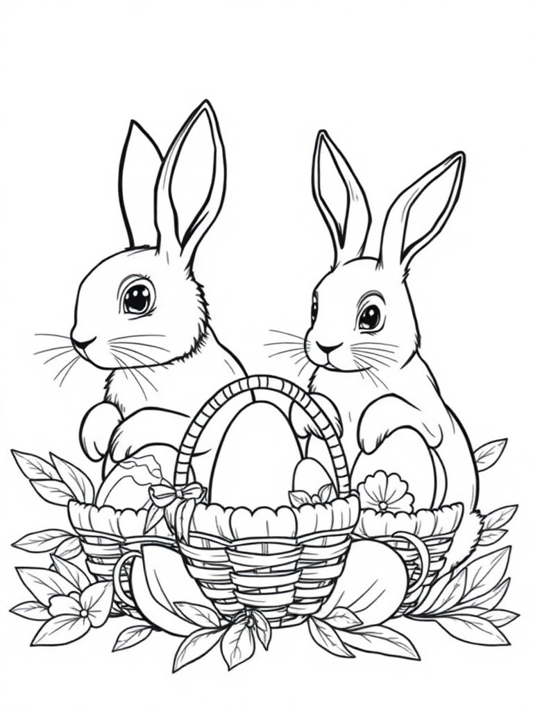bunnys, easter eggs, easter baskets, pattern