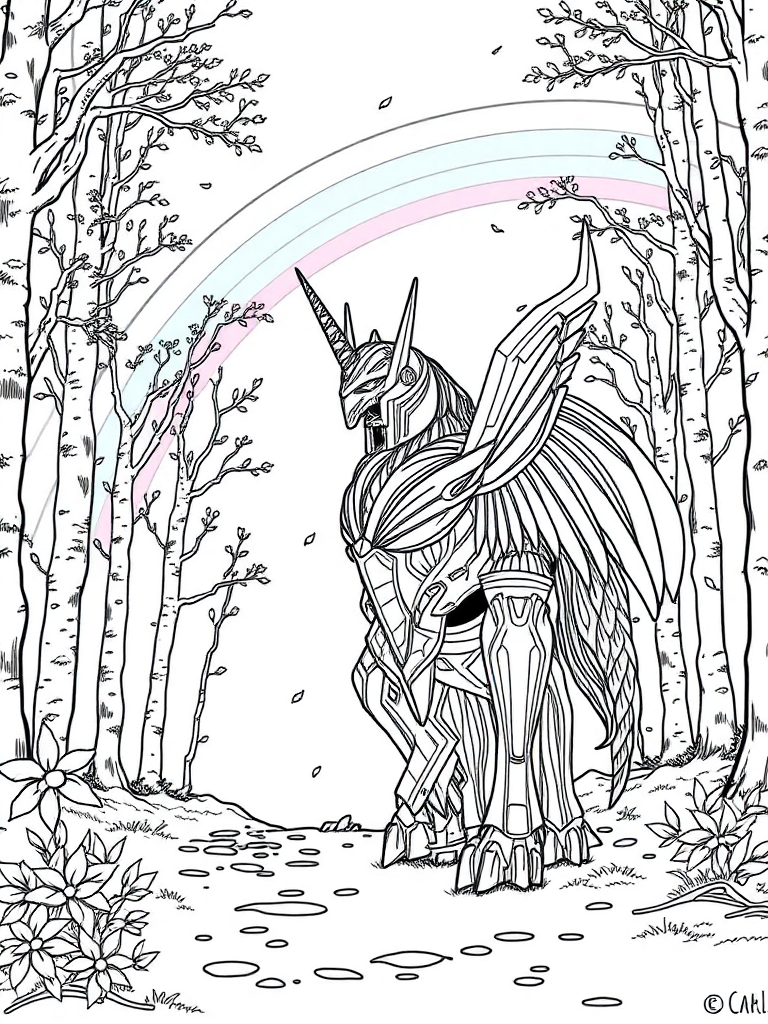 Royal Unicron Walk under the Rainbow in the Woods